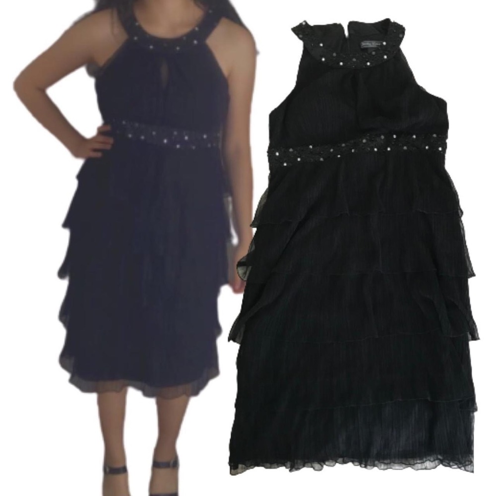 Black layers evening gown